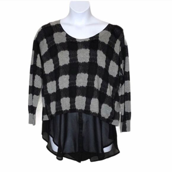 Georgette Trim Zero Degrees Celsius Black & Grey Plaid Plus Size Medium 2X NWT - Picture 7 of 7
